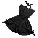 Women Girls Summer Fashionable Beachwear Strapless V Neck Playsuit Bodycon Party Jumpsuit Trousers Black Size S