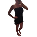 Women Girls Summer Fashionable Beachwear Strapless V Neck Playsuit Bodycon Party Jumpsuit Trousers Black Size XL