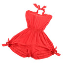 Women Girls Summer Fashionable Beachwear Strapless V Neck Playsuit Bodycon Party Jumpsuit Trousers Orange Size S