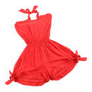 Women Girls Summer Fashionable Beachwear Strapless V Neck Playsuit Bodycon Party Jumpsuit Trousers Orange Size S