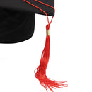 Men Women Mortar Board Graduation Tutor Trencher Master Doctor Hat Cap For Graduation Cremony College Fancy Dress Photography Costume Awards Honor Black + Red