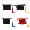 Men Women Mortar Board Graduation Tutor Trencher Master Doctor Hat Cap For Graduation Cremony College Fancy Dress Photography Costume Awards Honor Black + Red
