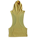 Mens Casual Gym Sportswear Clothing Hooded Racerback Tank Top Bodybuilding Vest Deep Cut Top Yellow M