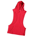 Mens Casual Gym Sportswear Clothing Hooded Racerback Tank Top Bodybuilding Vest Deep Cut Top Red XL