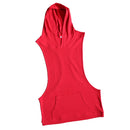 Mens Casual Gym Sportswear Clothing Hooded Racerback Tank Top Bodybuilding Vest Deep Cut Top Red XL