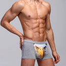 Men Soft Breathable Comfortable Stretchable 3D Printed Boxer Briefs Underwear Grey L