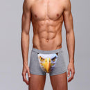 Men Soft Breathable Comfortable Stretchable 3D Printed Boxer Briefs Underwear Grey L