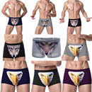 Men Soft Breathable Comfortable Stretchable 3D Printed Boxer Briefs Underwear Wine Red L