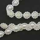 5M Flower Pearl Beads Cotton Line Chain For DIY Craft Wedding Decor Beige