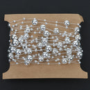 5M Fishing Line Silver Plated Pearl Bead Chain Trim DIY Decoration