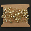 5M Fishing Line Gold Plated Pearl Mixed Size Bead Chain Trim DIY Decoration