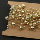 5M Fishing Line Gold Plated Pearl Mixed Size Bead Chain Trim DIY Decoration