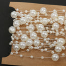 5M Fishing Line Pearl Bead Chain Trim DIY Decoration Beige