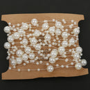 5M Fishing Line Pearl Bead Chain Trim DIY Decoration Beige