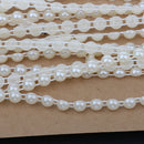 5M Pearl Half Round Beads Chain Cotton Line Garland Wedding DIY Decor Beige
