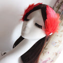 Women's Diamante Feather Hair Clips Wedding Party DIY Hair Decor Red