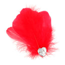 Women's Diamante Feather Hair Clips Wedding Party DIY Hair Decor Red