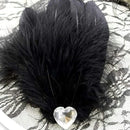 Women's Diamante Feather Hair Clips Wedding Party DIY Hair Decor Black