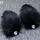 Women's Diamante Feather Hair Clips Wedding Party DIY Hair Decor Black