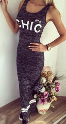 Women Girls Ladies Fashionable Sleeveless Cotton Bodycon Jumper Stretch Mini Dress Grey XL
