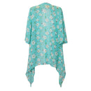 Women Summer Loose Casual Shawl Cardigan Boho Chiffon Floral Blouse Green