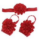 1 Set of 3PCS Baby Infant Headband Foot Flower Elastic Hair Band Accessories Photography Props Head Decor Accessory Red