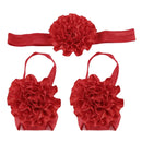 1 Set of 3PCS Baby Infant Headband Foot Flower Elastic Hair Band Accessories Photography Props Head Decor Accessory Red