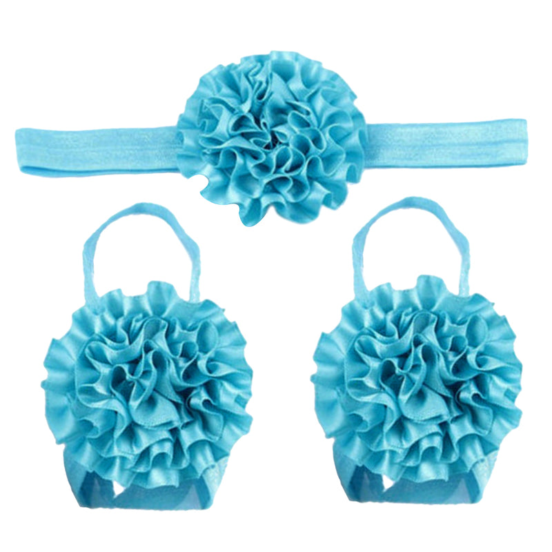 1 Set of 3PCS Baby Infant Headband Foot Flower Elastic Hair Band Accessories Photography Props Head Decor Accessory Blue