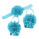 1 Set of 3PCS Baby Infant Headband Foot Flower Elastic Hair Band Accessories Photography Props Head Decor Accessory Blue