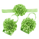 1 Set of 3PCS Baby Infant Headband Foot Flower Elastic Hair Band Accessories Photography Props Head Decor Accessory Green