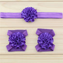 1 Set of 3PCS Baby Infant Headband Foot Flower Elastic Hair Band Accessories Photography Props Head Decor Accessory Purple