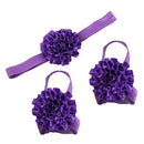 1 Set of 3PCS Baby Infant Headband Foot Flower Elastic Hair Band Accessories Photography Props Head Decor Accessory Purple