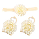 1 Set of 3PCS Baby Infant Headband Foot Flower Elastic Hair Band Accessories Photography Props Head Decor Accessory Beige