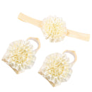 1 Set of 3PCS Baby Infant Headband Foot Flower Elastic Hair Band Accessories Photography Props Head Decor Accessory Beige