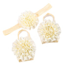 1 Set of 3PCS Baby Infant Headband Foot Flower Elastic Hair Band Accessories Photography Props Head Decor Accessory Beige