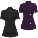 Short Sleeves Hair Dressers Beauticians Nail Bars Massage Spa Therapists Shirt Purple M
