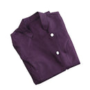 Women Girls Ladies Short Sleeve Front Button Fastening Hairdressers Beauticians Nail Bars Massage Therapists Shirt Purple L