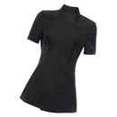 Women Girls Ladies Short Sleeve Front Button Fastening Hairdressers Beauticians Nail Bars Massage Therapists Shirt Black M