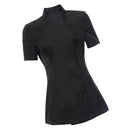 Women Girls Ladies Short Sleeve Front Button Fastening Hairdressers Beauticians Nail Bars Massage Therapists Shirt Black M