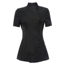 Women Girls Ladies Short Sleeve Front Button Fastening Hairdressers Beauticians Nail Bars Massage Therapists Shirt Black L