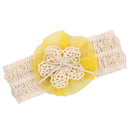 Fashionable Lace Flower Design Charms Kids Baby Girl Toddler Headband Hair Band Headwear Hair Decor Accessory Yellow