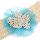 Fashionable Lace Flower Design Charms Kids Baby Girl Toddler Headband Hair Band Headwear Hair Decor Accessory Blue