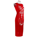 Women Girls Fashionable Cat Print Design Sleeveless Boho Long Maxi Dress Evening Party Summer Beach Outfit Costume Red S