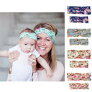 Set of 2PCS Fashionable Headband Boho Baby Headwrap Flower Design Hairband Headwear for Mommy And Baby Girl