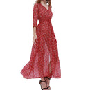 Women Girls Fashionable Floral Pattern Charms Summer Casual Chiffon Party Beach Long Maxi Dress Party Costume Outfit Gift Size S