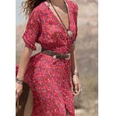 Women Girls Fashionable Floral Pattern Charms Summer Casual Chiffon Party Beach Long Maxi Dress Party Costume Outfit Gift Size S