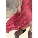Women Girls Fashionable Floral Pattern Charms Summer Casual Chiffon Party Beach Long Maxi Dress Party Costume Outfit Gift Size S