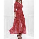Women Girls Fashionable Floral Pattern Charms Summer Casual Chiffon Party Beach Long Maxi Dress Party Costume Outfit Gift Size S
