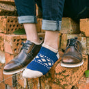 Mens Fashionable Comfortable Stretch Fit Ankle Crew Low Cut Casual Cotton Ethnic Sport Socks Foot Toe Socks 1 Pair Blue