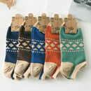 Mens Fashionable Comfortable Stretch Fit Ankle Crew Low Cut Casual Cotton Ethnic Sport Socks Foot Toe Socks 1 Pair Blue